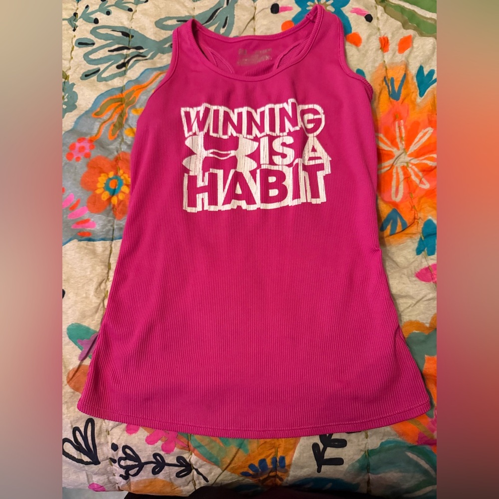 Under Armour Fuchsia Tank Top with Motivational Print